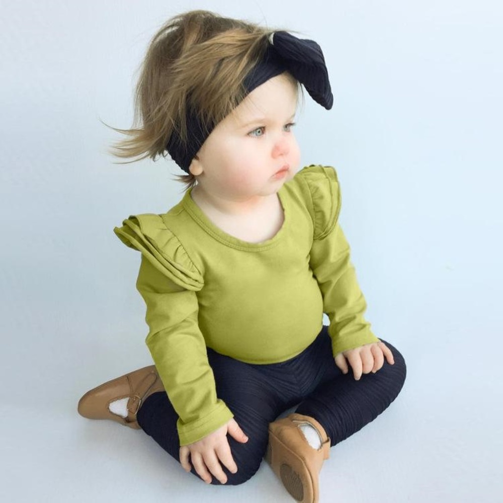 Boutique Baby Toddler Girl Bodysuit Ruffle Sleeve